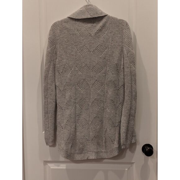Talbots Chevron Knit Shawl Collar Cardigan L Gray Tweed Grandmacore Cozy Chic - Picture 6 of 7